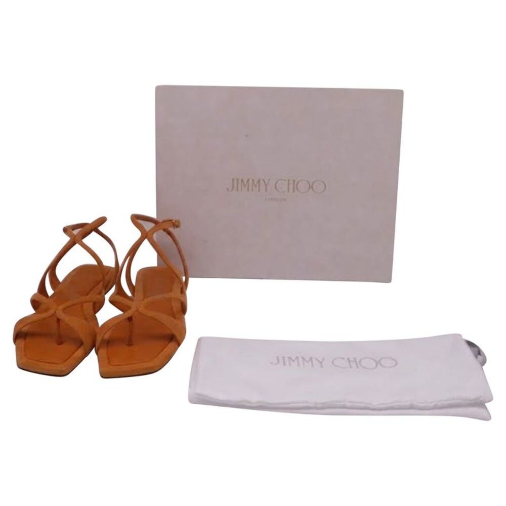 Jimmy Choo Ayla Flat Sandals in Orange Suede - Picture 6 of 9